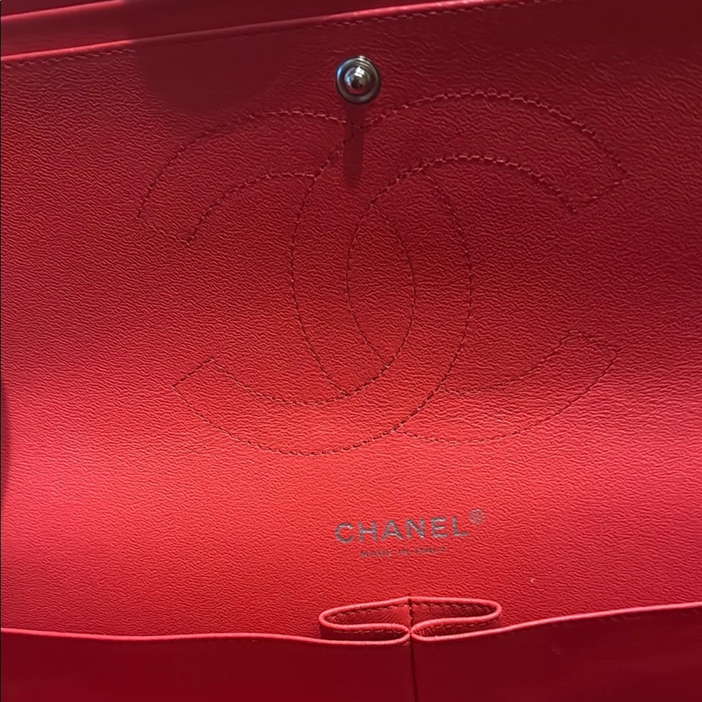 CHANEL Red Patent leather jumbo double flap bag - Picture 3 of 9